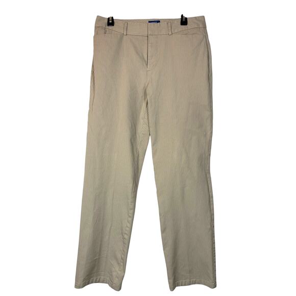 Dockers Women's Beige Tan Pinstripe Ideal Fit Metro Pant Straight Chinos 12 - Picture 1 of 10